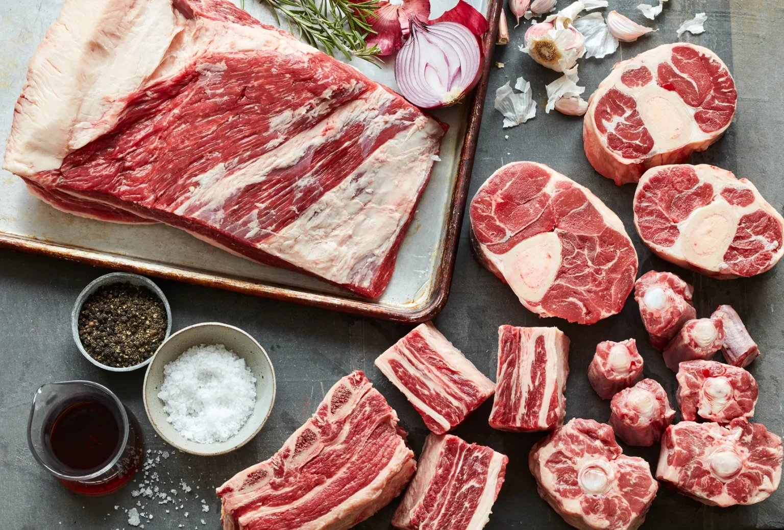 Cuts of braising meats at Primal Supply Meats in Philadelphia